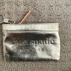 Kate Spade Metallic Gold Coin /Card holder With Keyring Has Scratches outside